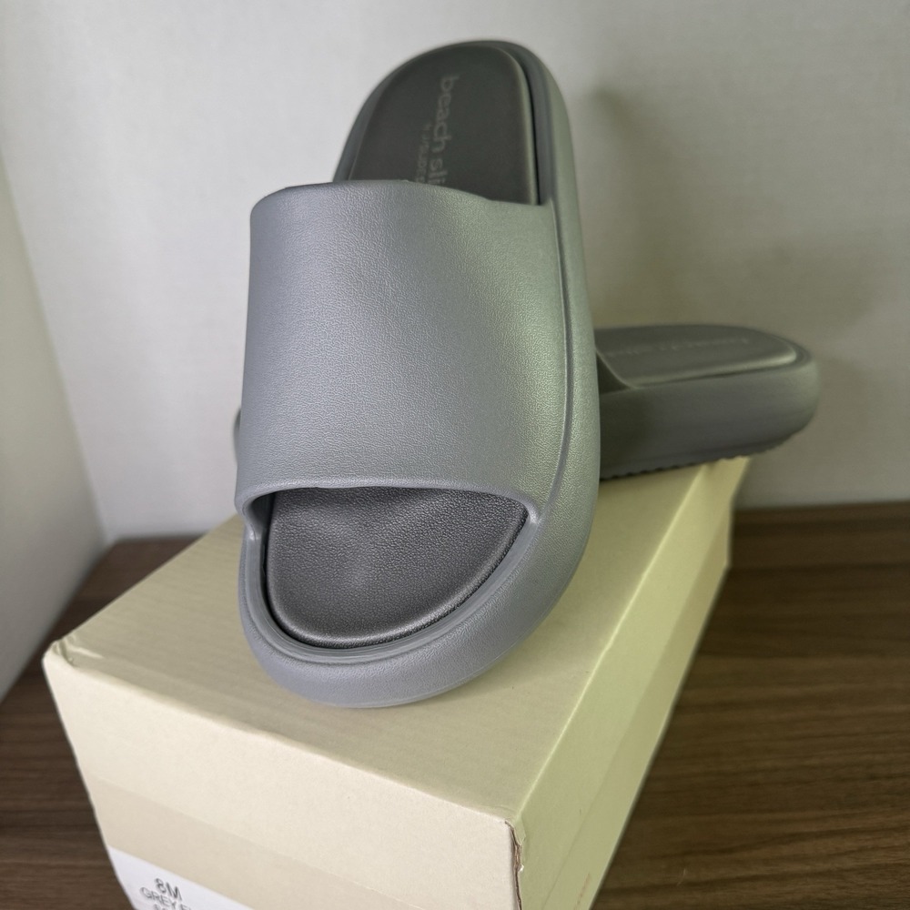 BEACH SLIDES BY J SLIDES Slide On Sandals Grey Eva Squish Women's Size 8M NIB